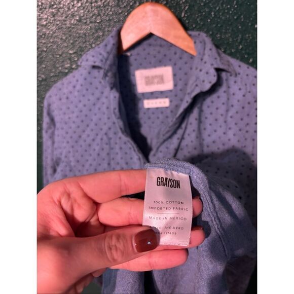 Grayson Polka Dot Long Sleeved Blouse Collared Blue Button Down Shirt Size 01 XS - Picture 3 of 4